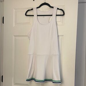 Elegant White Mini Dress with Green and Blue Accents
